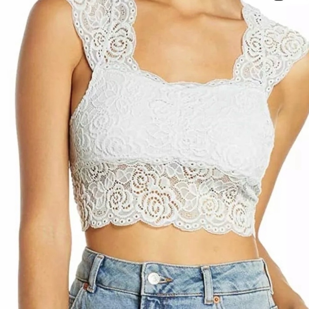 Free People White Lace Crop Top